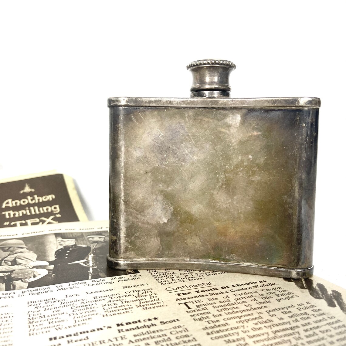 Vintage 4oz Metal Hip Flask by Lancelott of Sheffield. Whiskey. Gin
