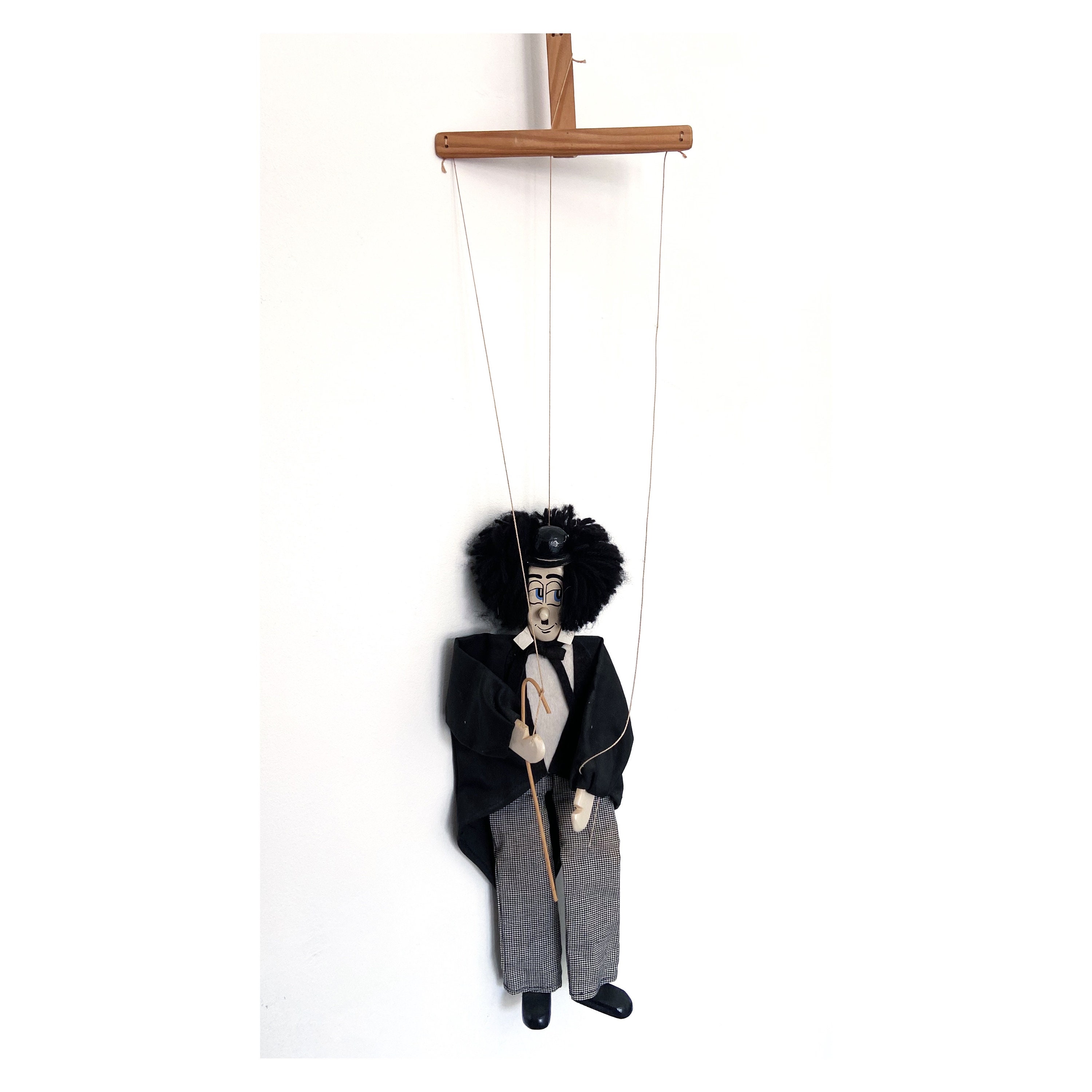 Vintage Charlie Chaplin String Marionette. Black and White Wooden ...