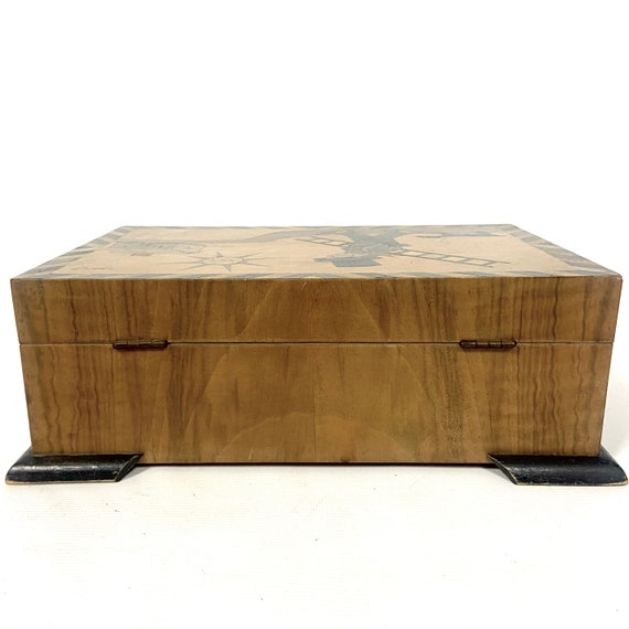 Vintage marquetry box. Wooden jewellery box with … - image 7