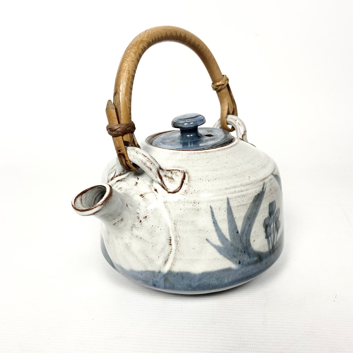 1960s Vintage Briglin Pottery Teapot in Blue and Grey. Etsy UK