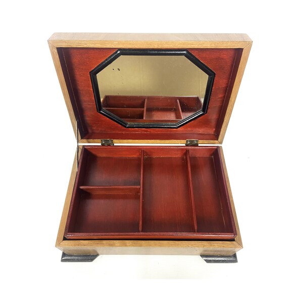 Vintage marquetry box. Wooden jewellery box with … - image 3