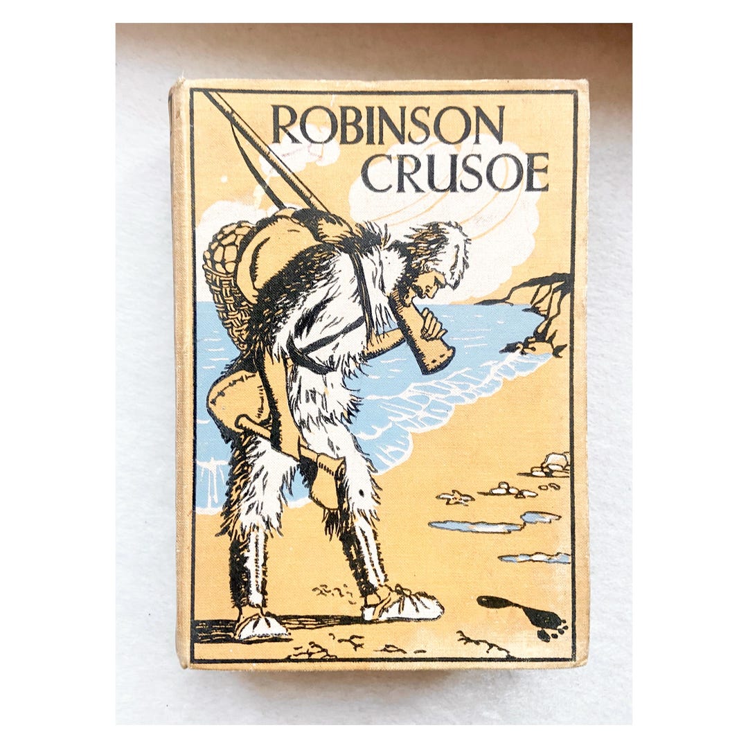 30s Vintage Robinson Crusoe by Daniel Defoe Illustrated by Elenore ...