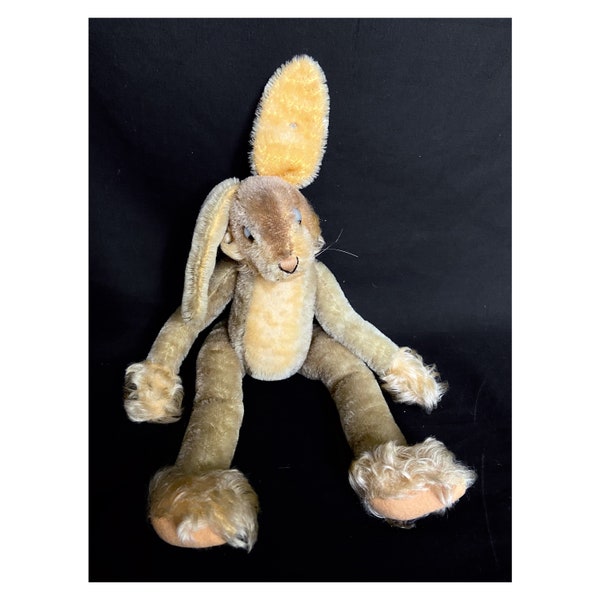 Steiff vintage 50s 60s Lulac rabbit. Collectible stuffed bunny. Mohair soft toy rabbit. 17" bunny toy. Vintage animal toy.