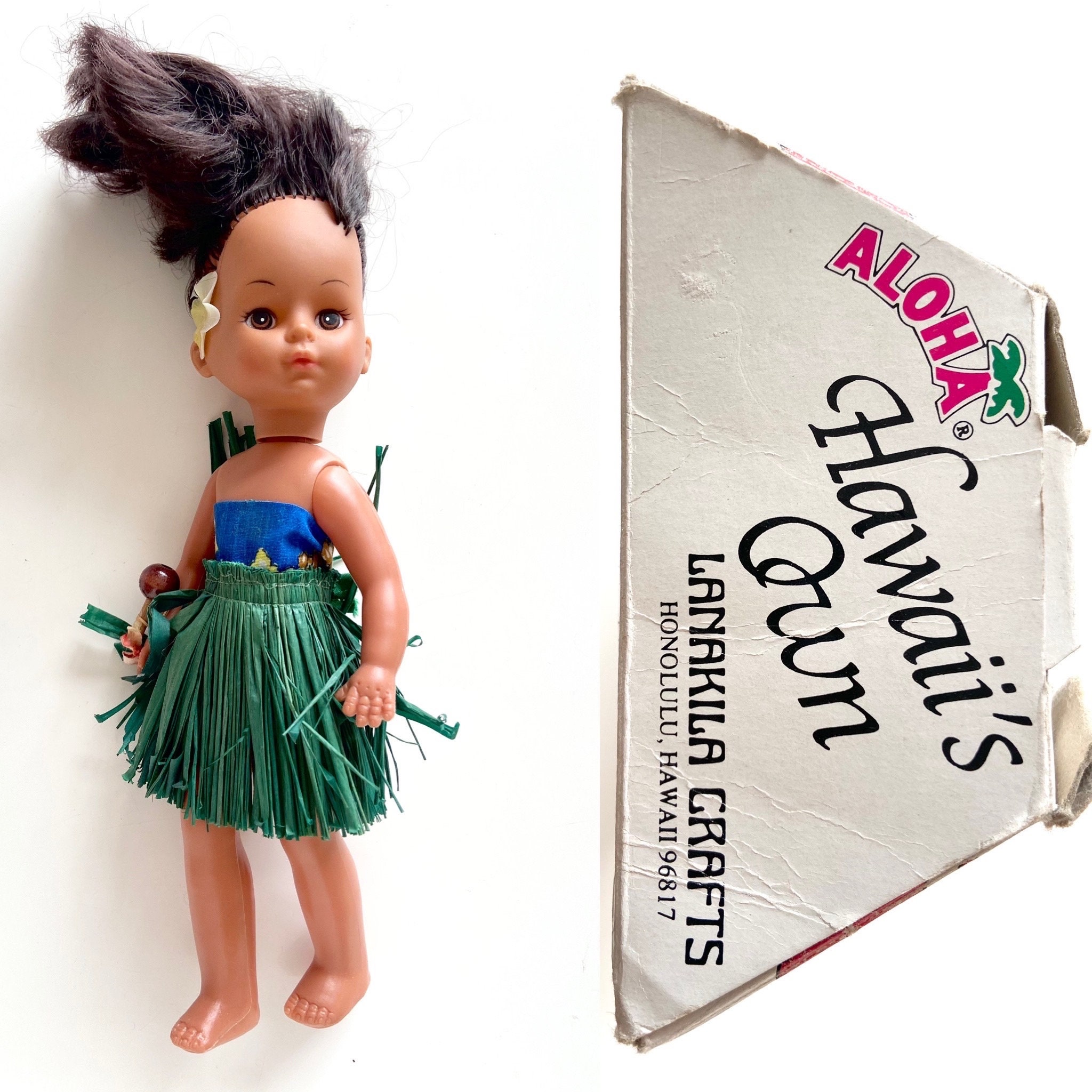 ヴィンテージ　ハワイアン　フラガール布製人形 ヴィンテージハワイアンドール、Lanakila Crafts フラガール、11インチ