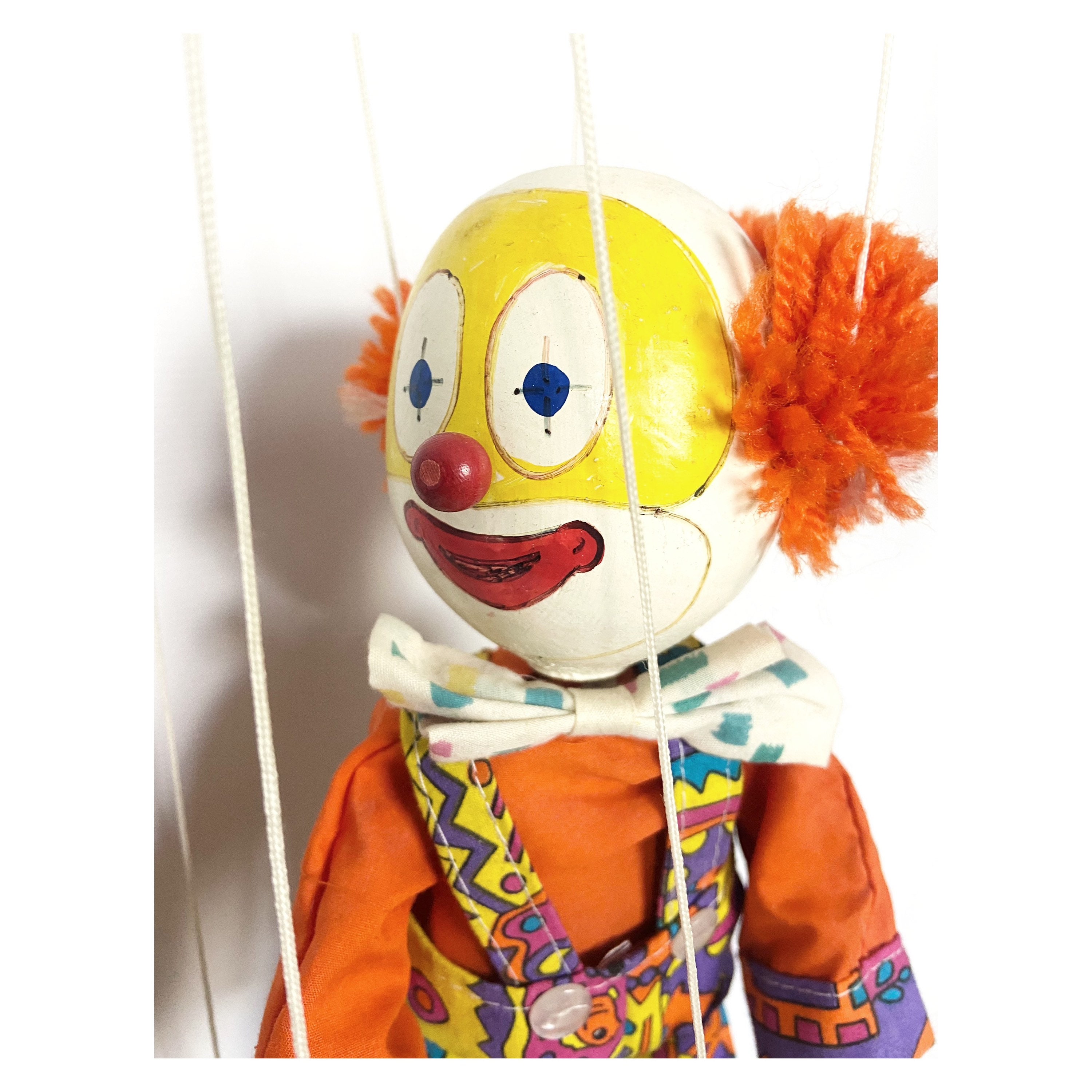 Vintage Wooden Clown Marionette. Kids Theatre Puppet. String Marionette ...