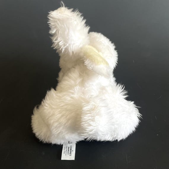 1980 Vintage Red Eyes Albino Rabbit. White Bunny Toy by Coronet