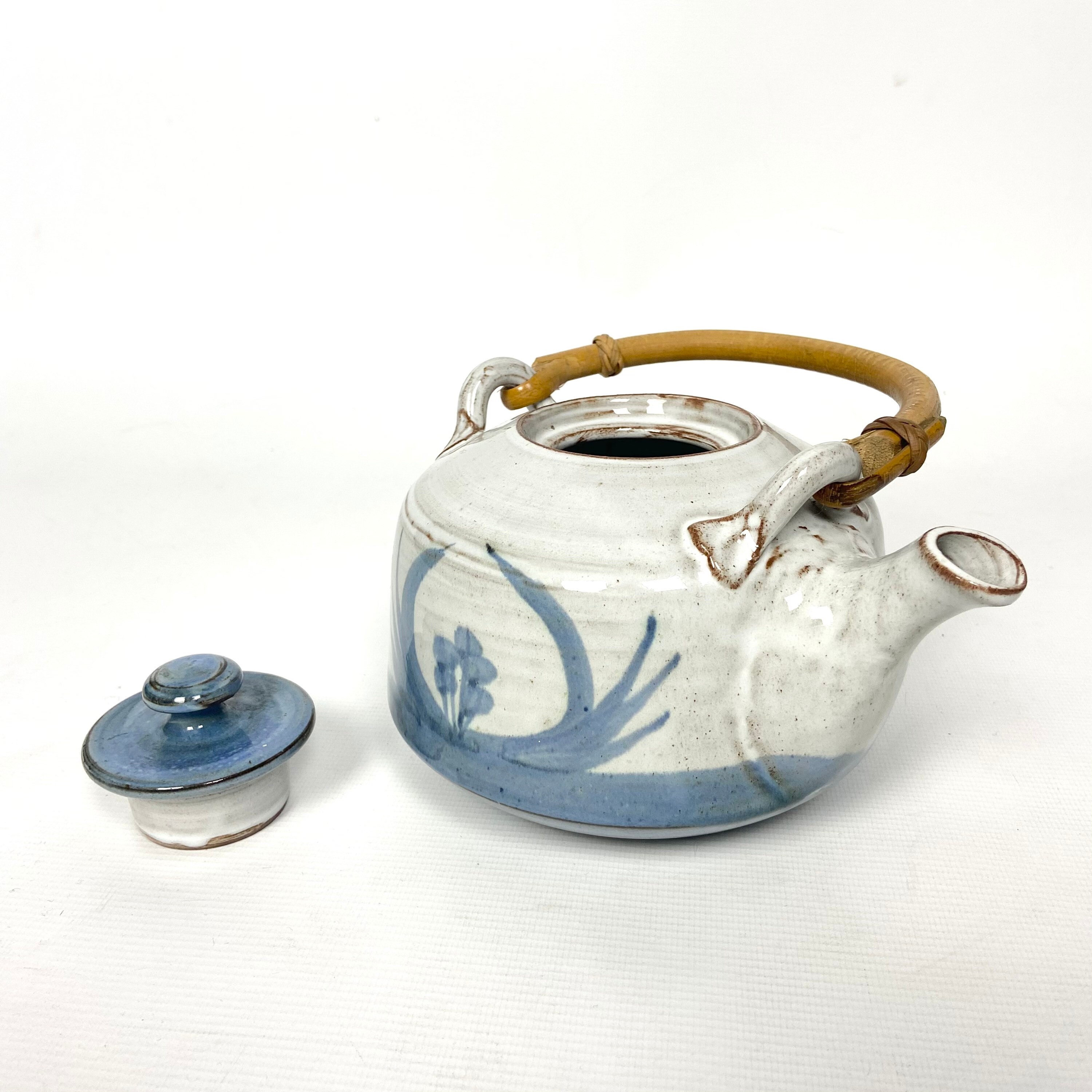 1960s Vintage Briglin Pottery Teapot in Blue and Grey. Etsy UK