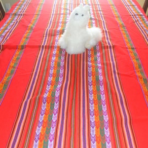New From Peru Andean Inca Cotton Table Cloth Table Cover 80x47&quot; Bright Red