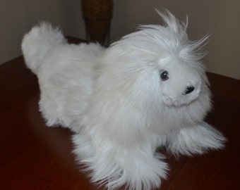 Brand New Handmade in Peru By Our Own Artisan Alpaca Suri White Small Puppy Dog