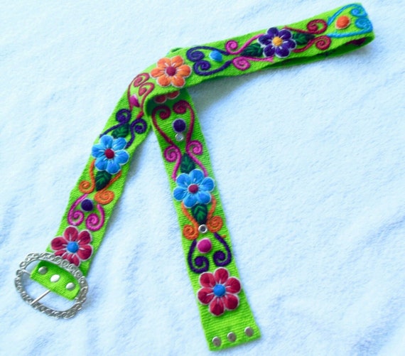 Brand New Peru Handmade Wool Boho Belt Flower Embroidered by  display picture 3