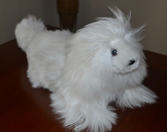 Brand New Handmade in Peru By Our Own Artisan Alpaca Suri White Medium Size Puppy Dog