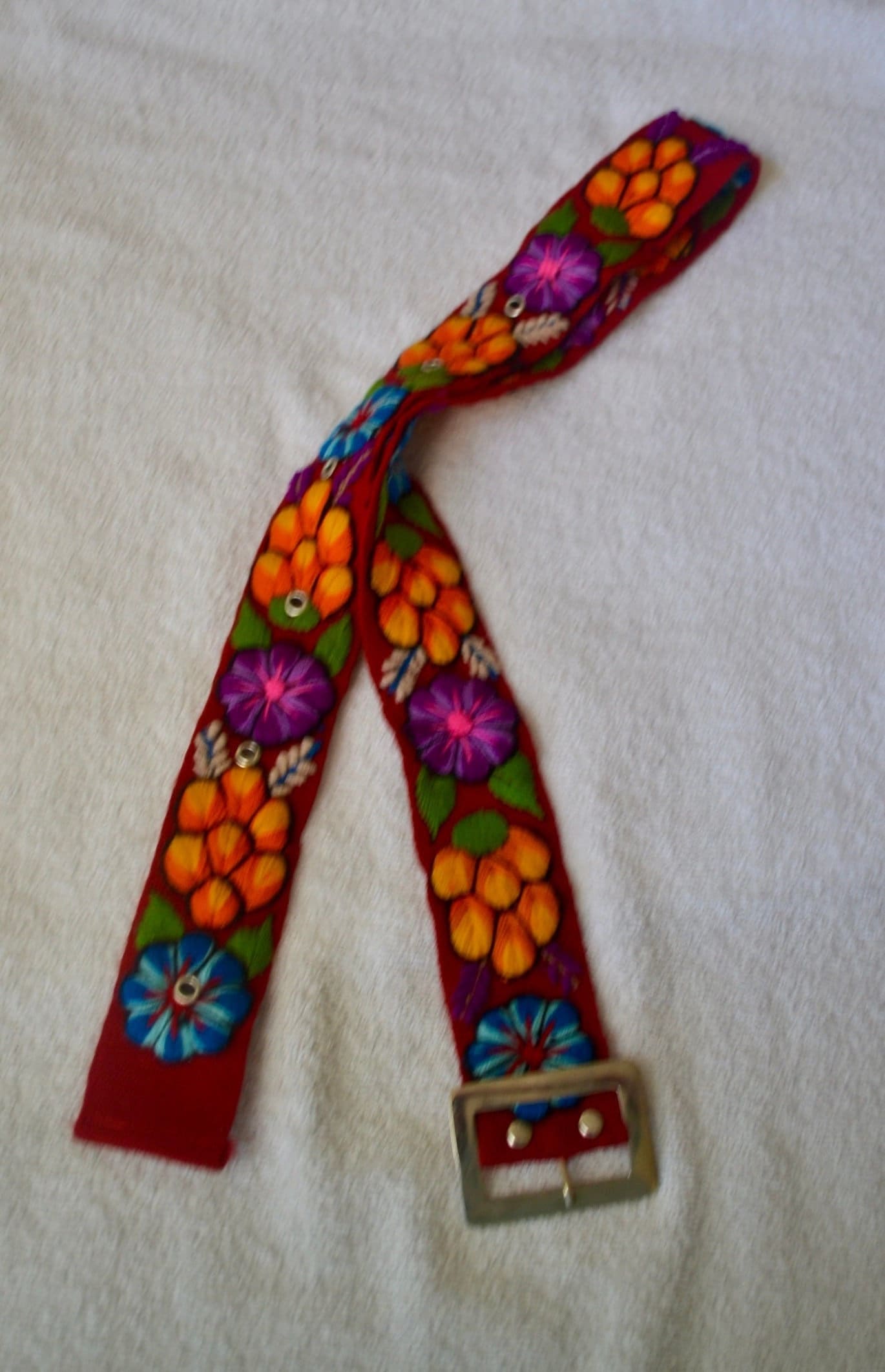 Brand New Peru Handmade Wool Boho Belt Flower Embroidered by  display picture 3
