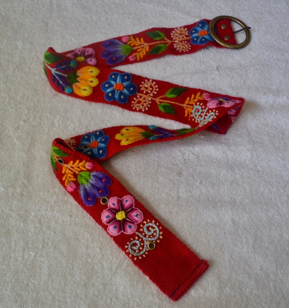 Brand New Peru Handmade Wool Boho Belt Flower Embroidered by  display picture 1