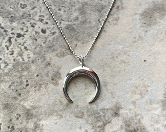 Sterling Silver Horn Moon Necklace