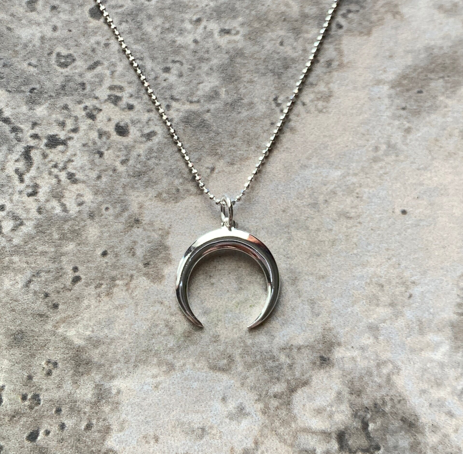 アクセサリー CALEE MOON ROLL SILVER PIERCE Sterling Silver Horn Moon Necklace - Etsy