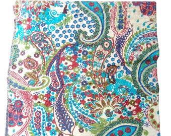 Hermoso lanzamiento de algodón estampado, edredón Kantha con estampado paisley, edredón de algodón, ropa de cama de algodón puro, colcha Kantha de algodón, reina del edredón Kantha