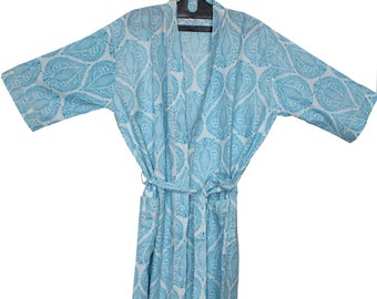 Cotton Kimono, 100% Cotton Floral print kimono, Indian Kimono Robe, Soft and comfortable, Bath robes, Beach wear kimono, Night wear kimono