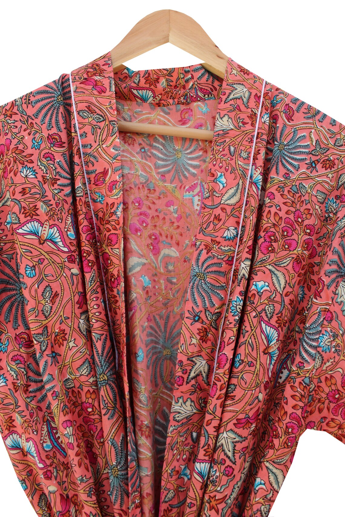 Indian Kimono Robe Cotton Kimono 100 Cotton Floral Print Etsy