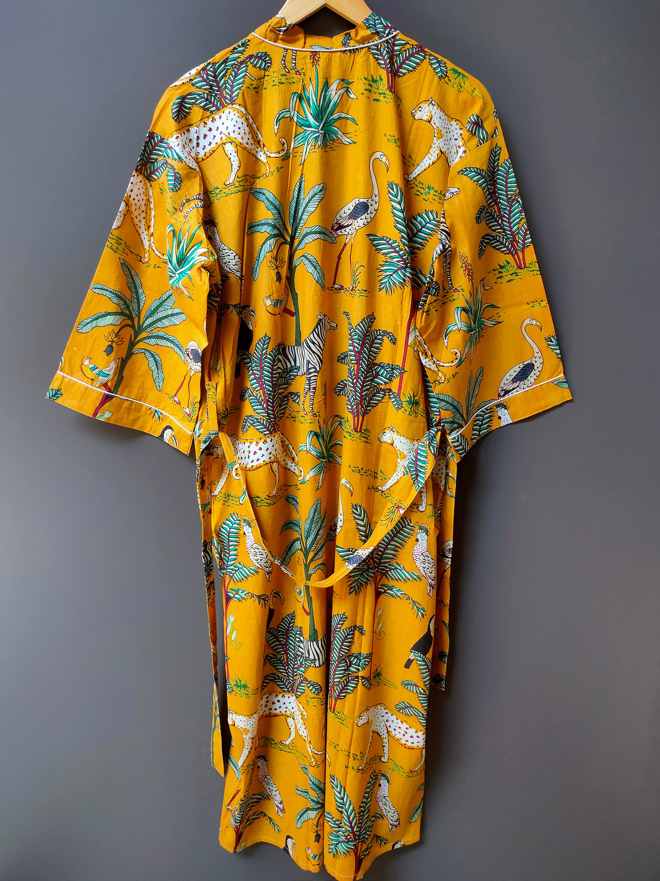 Indian Kimono Robe Cotton Floral Print Kimono 100% Cotton - Etsy