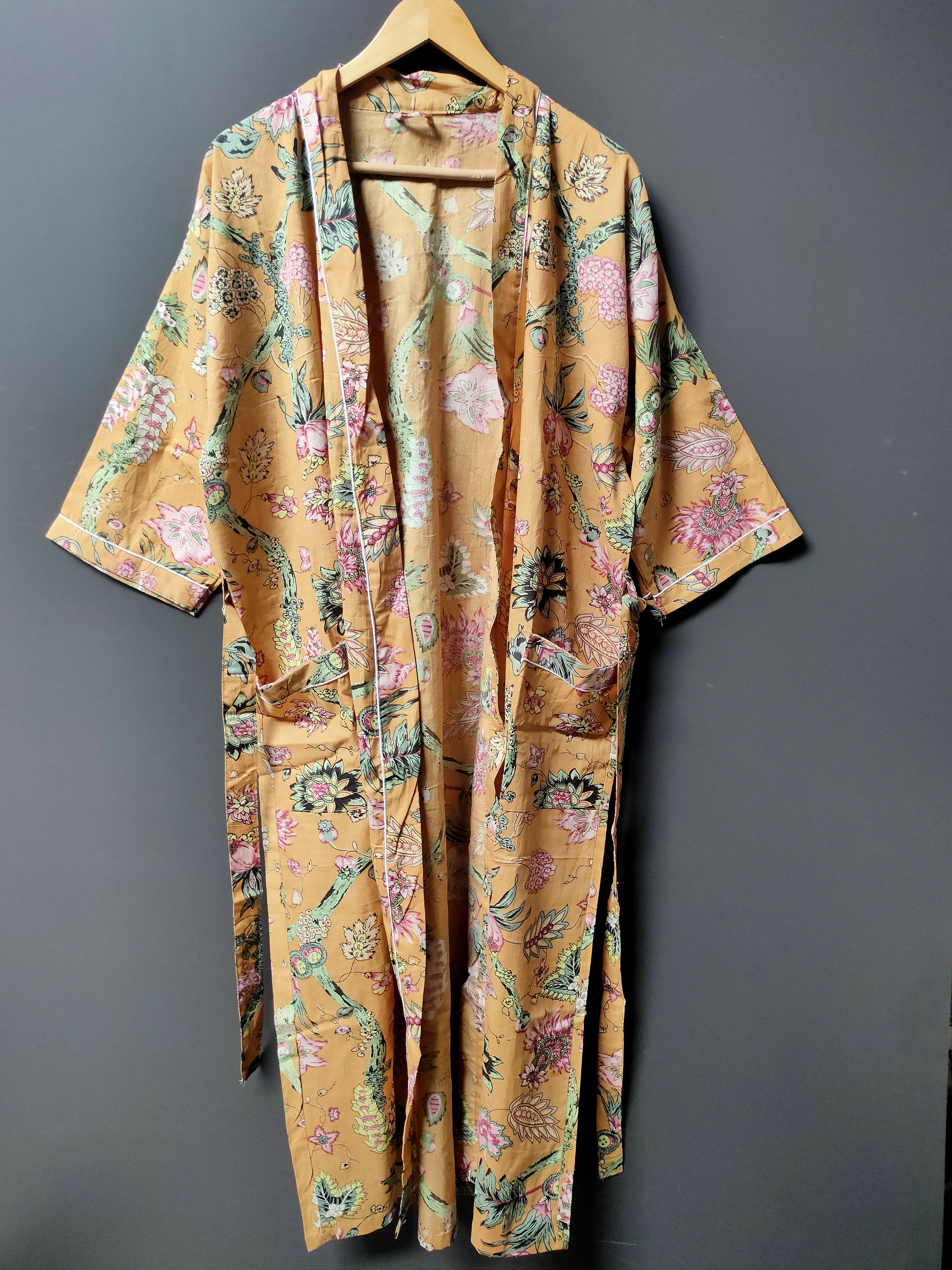 Cotton Floral print Kimono 100 Cotton kimono Indian Kimono Etsy