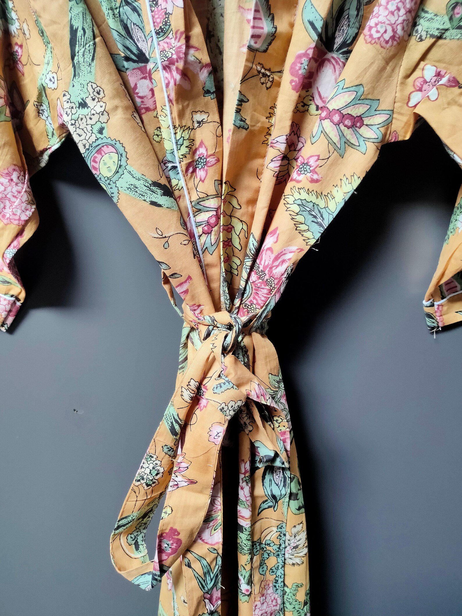 Cotton Floral Print Kimono 100 Cotton Kimono Indian Kimono Etsy