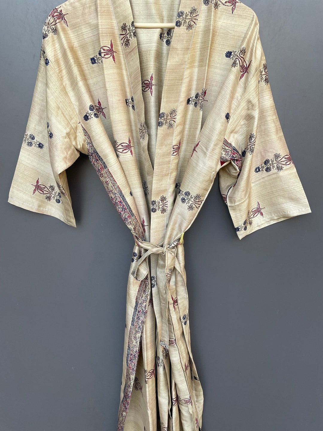 Sari Robe Women’s Silk Saree Robe, Silk Sari Kimono, Vintage Recycled Sari Kimono ...