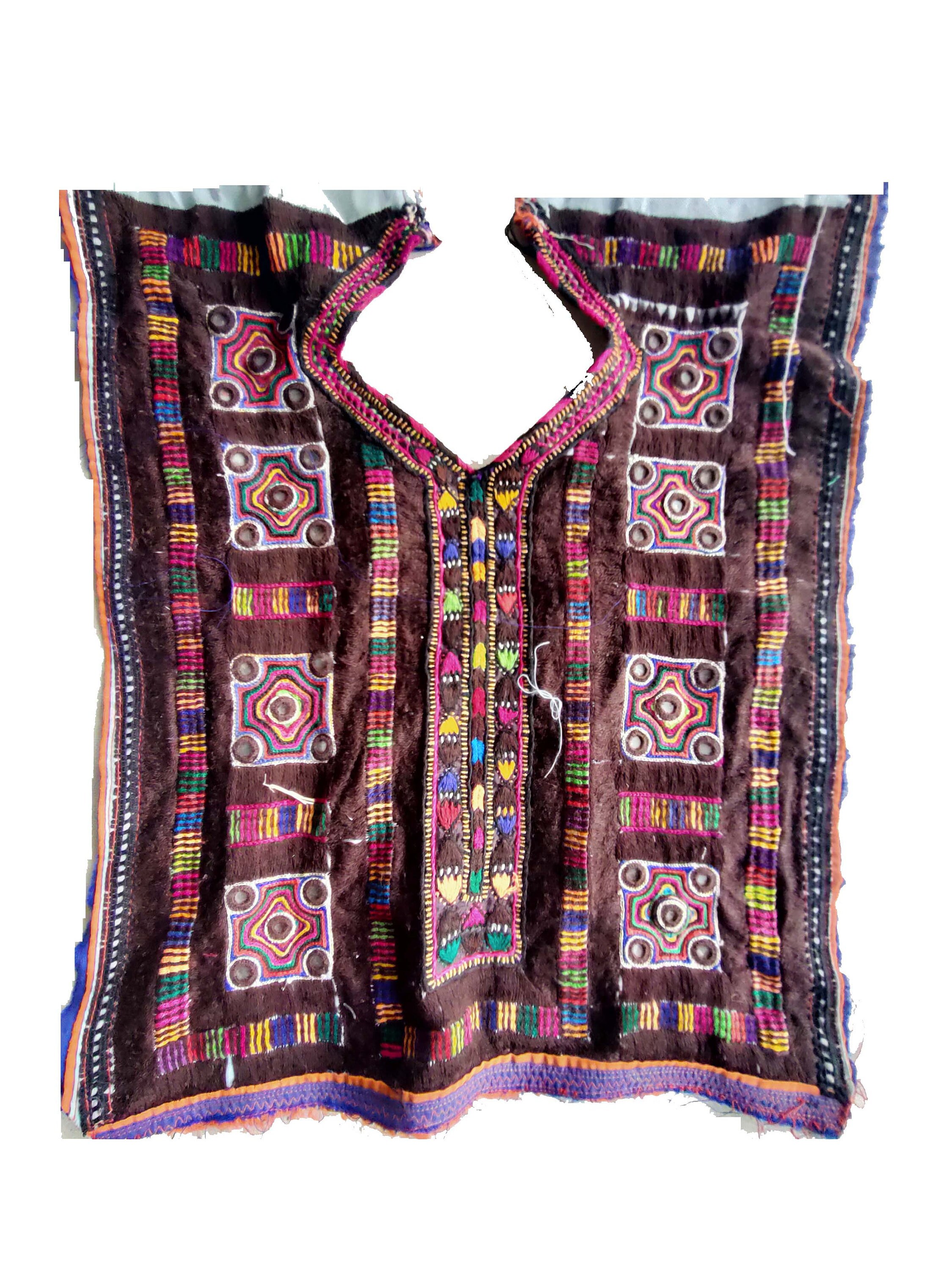 Upcycled Recycled Kutchi Sindhi Afghan Tribal Embroidery Applique Vintage Boho Banjara Yoke Neckline,Handmade Indian Embroidered Neck Patch