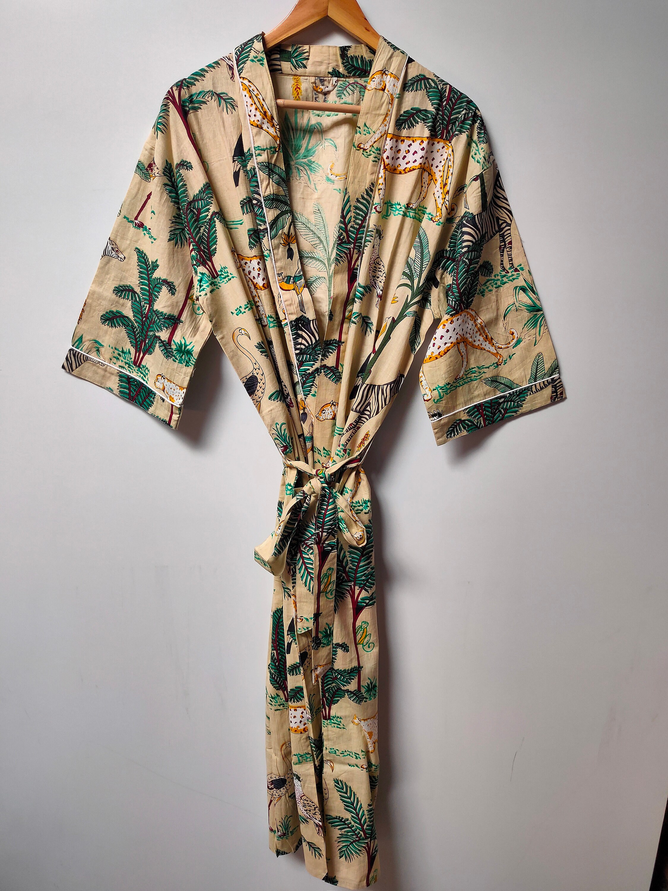 Indian Kimono Robe Cotton Floral Print Kimono 100% Cotton - Etsy