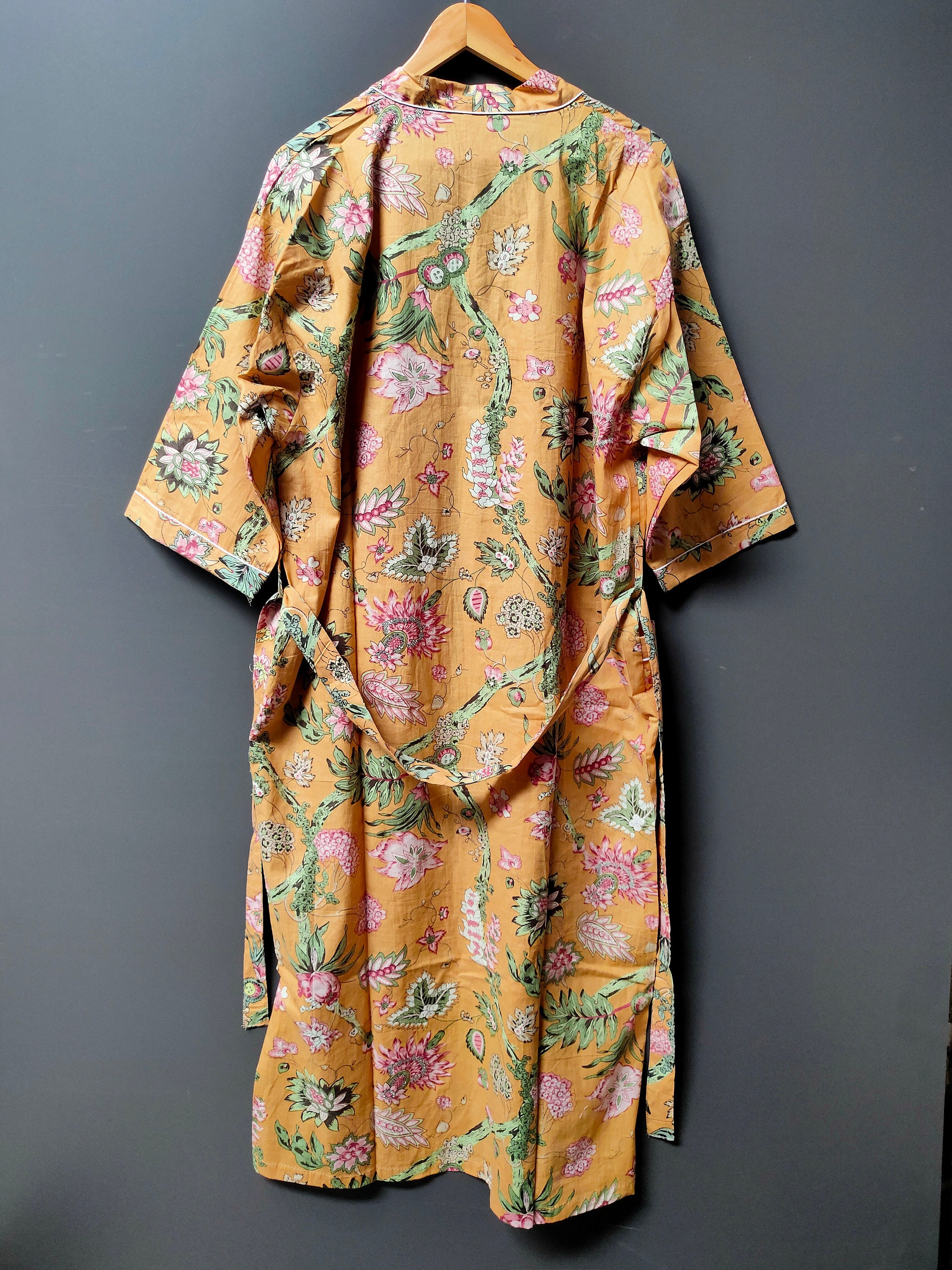 Cotton Floral Print Kimono 100 Cotton Kimono Indian Kimono Etsy