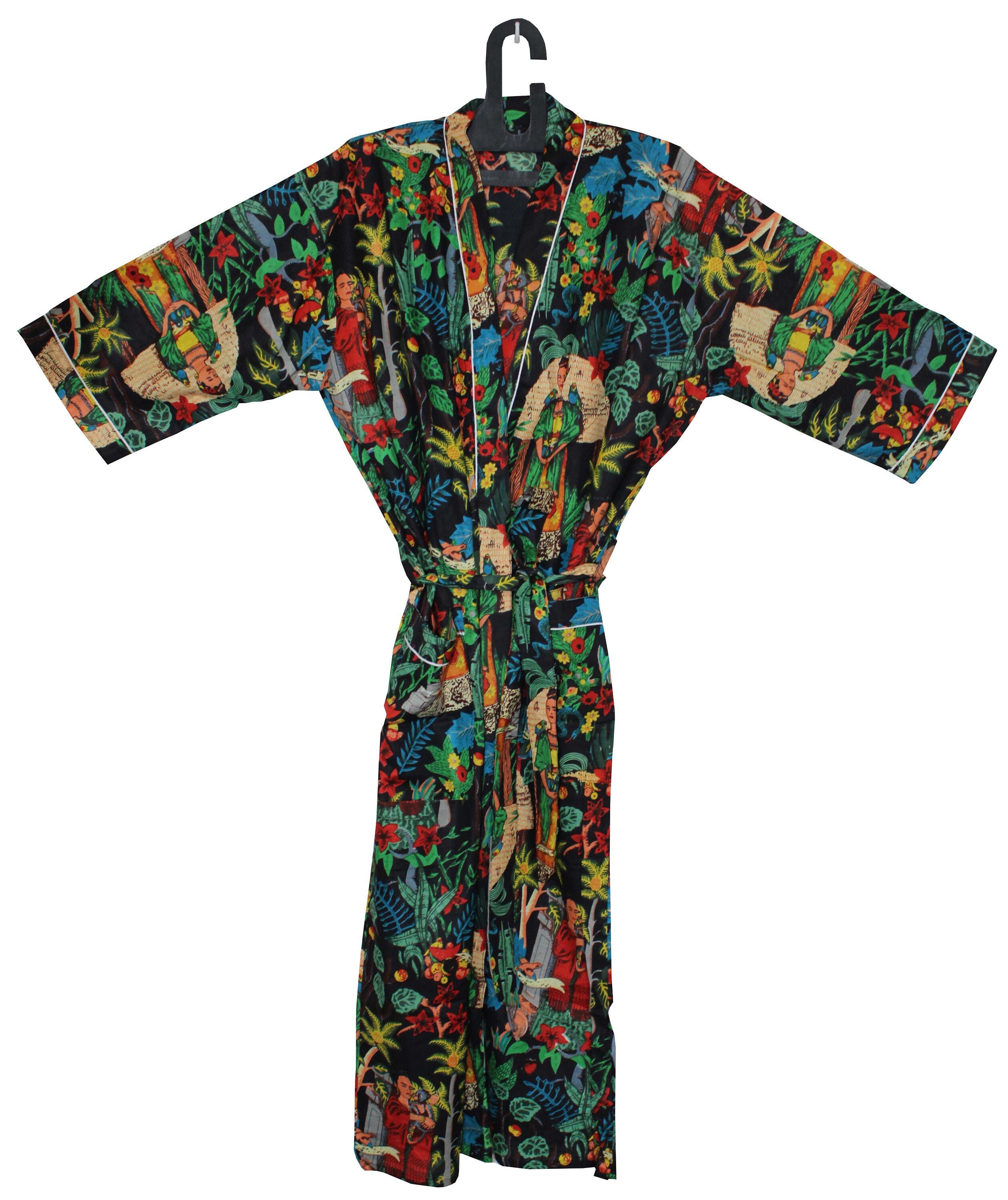 Floral print Kimono House Coat Robe Kimonos Beach Robe wrap dress Soft and comfortable Bath robes EXPRESS DELIVERY- Cotton kimono Robes