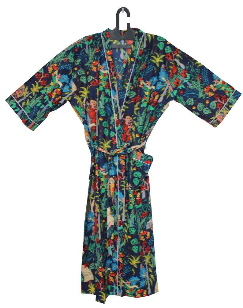 Floral print Kimono House Coat Robe Kimonos Beach Robe wrap dress Soft and comfortable Bath robes EXPRESS DELIVERY- Cotton kimono Robes
