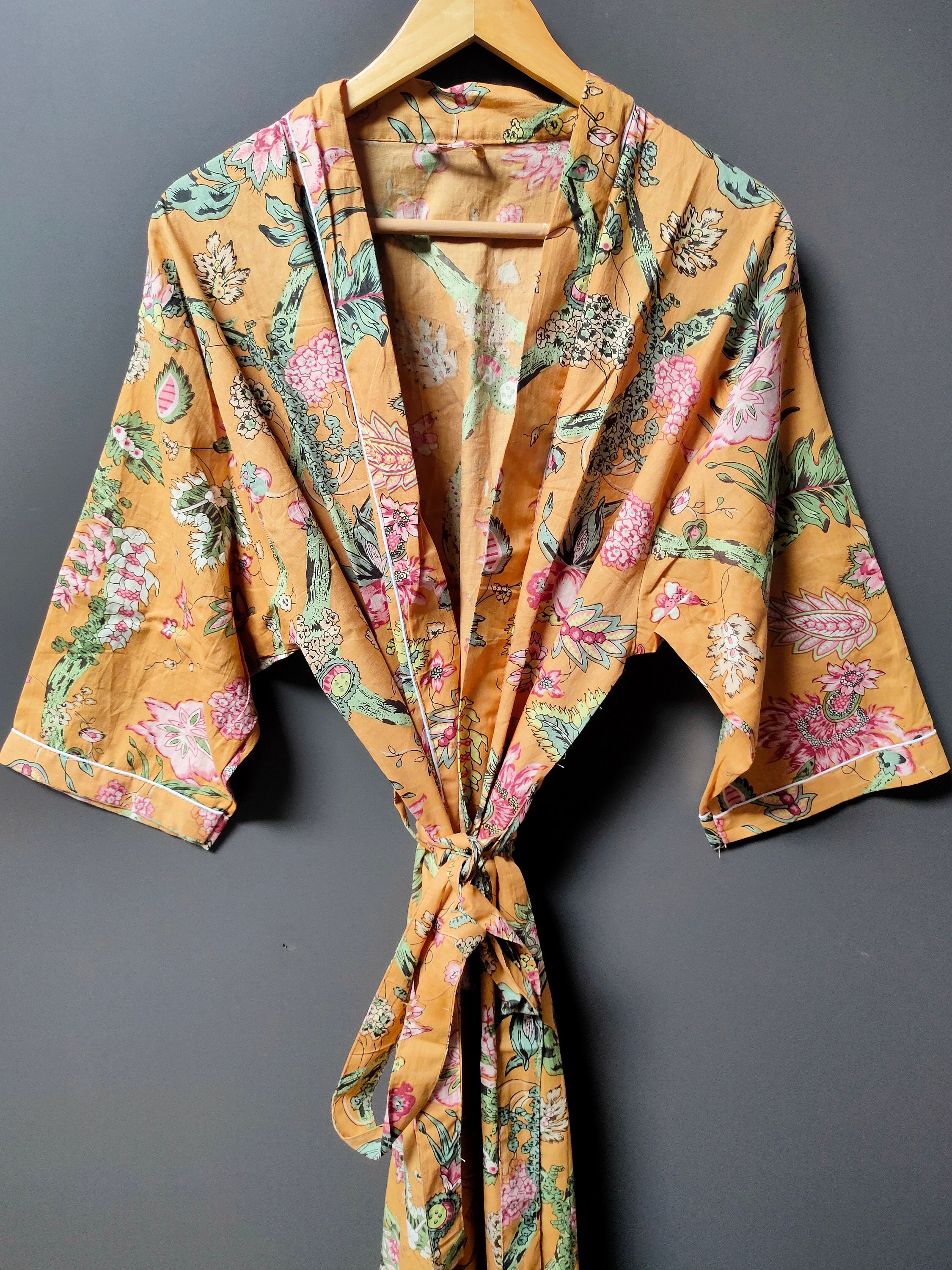 Cotton Floral print Kimono 100 Cotton kimono Indian Kimono Etsy