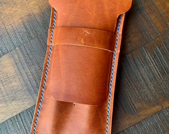 Horween Dublin Double Leather Pen Sleeve with Fold Over Flap
