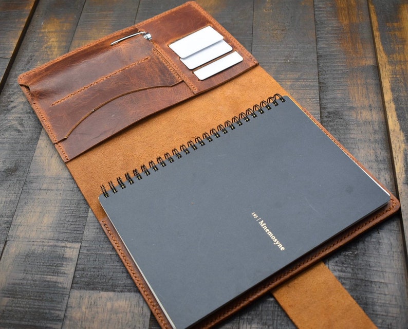 Leather Portfolio for Spiral Bound A5 Notebook Etsy