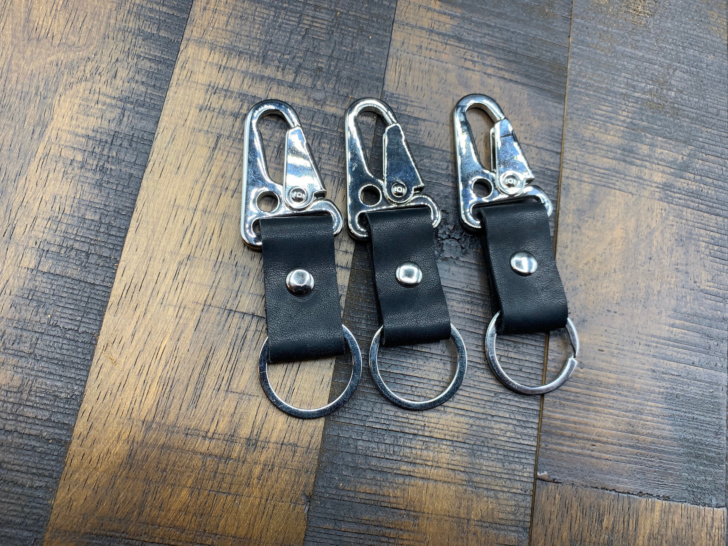 Leather Keychain with Tactical Clip Nickel Etsy