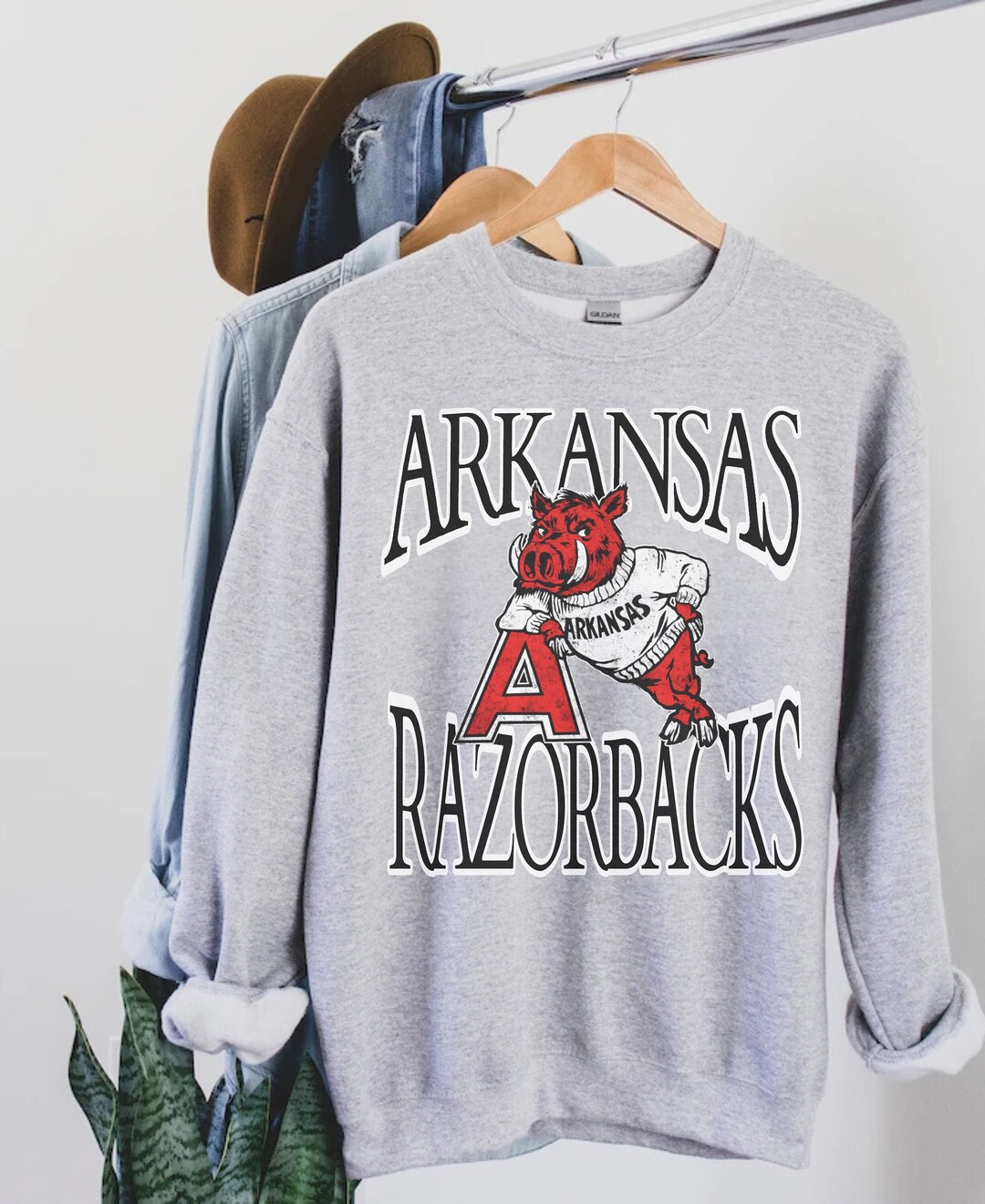 Vintage Razorback Arkansas Razorback Game Day Unisex Crew Etsy Australia