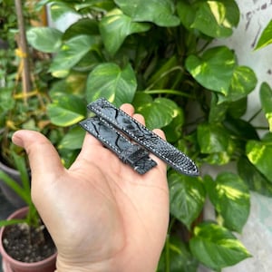 22mm black Wax genuine ostrich leg leather watch strap band/gift/ watch band/ custom size and color/apple watch/quick release springbar/