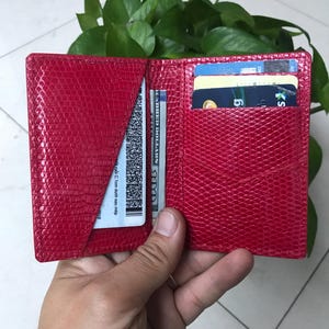DARK RED Genuine LIZARDS Leather SKin Credit Card Holder/ Minimalist Business Card Holder Card Case/ Gift for Her, Him/ Handmade Card Holder
