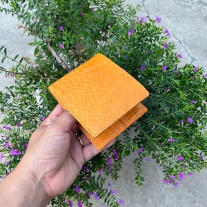 ORANGE Echtes Allliigatoor Leder Bifold Brieftasche Karte Geldklammer / Herren Brieftasche Karte / Geschenke für Papa, Ihn / Herren Luxus Leder Bifold Brieftasche