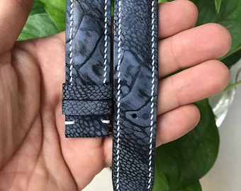 Correa de reloj de piel de avestruz auténtica de nobuk azul con hebilla, correa de reloj de 22 mm para Panerai Pam, regalo para él, correa de reloj