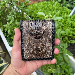 NATURAL Echte Allliigatoor Lederhaut Bifold Brieftasche Karte Geldklammer / Herren Brieftasche Karte / Geschenke für Papa, Ihn / Leder Luxus Bifold Brieftasche