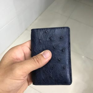 ブルー本革クレジットカードホルダー/ミニマリスト名刺ホルダーカードケース/お父さん、彼へのギフト/手作りの高級ウォレットカード