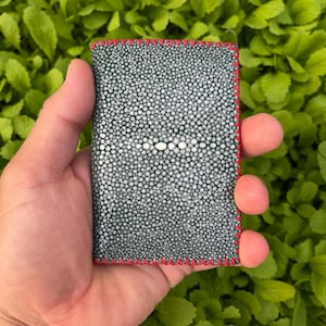 Tarjetero de piel auténtica de raya VERDE/tarjetero minimalista para tarjetas de visita/regalos para papá/tarjetero de lujo, hecho a mano