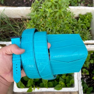 Turquoise Blue Ostrich Belt - Etsy display picture 1