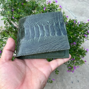 Portefeuille à deux volets en cuir véritable avec pattes d'autruche, carte pince à billets, portefeuille à deux volets pour homme, cadeau pour lui, carte de visite professionnelle de visite, portefeuille avec photo d'identité