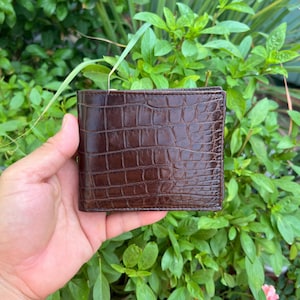 BRUINE echte echte alliigatoor lederen skin portemonnee kaart geldclip/portemonnee kaart heren/cadeaus voor hem, vader/luxe dubbele portemonnee heren