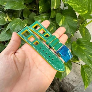 26mm GREEN EPSOM leather watch strap band/ gift for she/ custom size and color/ apple watch/ quick release springbar/ RACING style