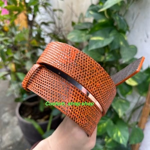 59 Zoll Länge ORANGE echt Ledergürtel / Geschenk / Männergürtel / benutzerdefinierte Größe und Farbe / Wechselschnalle