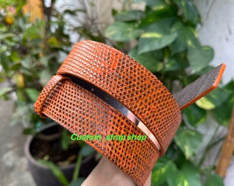 59 inches length ORANGE genuine leather BELT/ gift/ men belt/ custom size and color/ change buckle