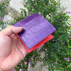 Paarse echte allliigator lederen skin portemonnee kaart geldclip / cadeau voor hem / luxe lederen portemonnee heren / portemonnee rekeningsleuf